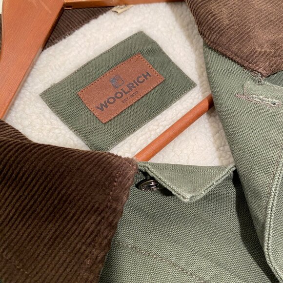 Woolrich Sherpa Lined Men's Canvas Button Down Jacket - Picture 4 of 5
